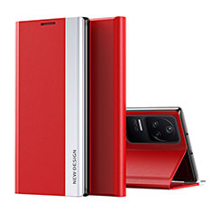 Custodia Portafoglio In Pelle Cover con Supporto Q01H per Xiaomi Poco F4 5G Rosso