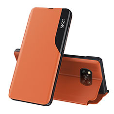 Custodia Portafoglio In Pelle Cover con Supporto Q01H per Xiaomi Poco X3 Arancione