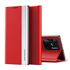 Custodia Portafoglio In Pelle Cover con Supporto Q01H per Xiaomi Redmi 10 Power Rosso