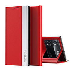 Custodia Portafoglio In Pelle Cover con Supporto Q01H per Xiaomi Redmi Note 11E Pro 5G Rosso