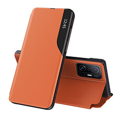 Custodia Portafoglio In Pelle Cover con Supporto Q02H per Xiaomi Mi 11T Pro 5G Arancione