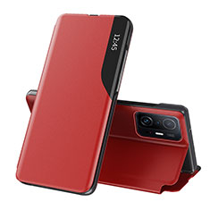 Custodia Portafoglio In Pelle Cover con Supporto Q02H per Xiaomi Mi 11T Pro 5G Rosso