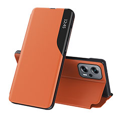 Custodia Portafoglio In Pelle Cover con Supporto Q02H per Xiaomi Poco X4 GT 5G Arancione