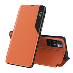 Custodia Portafoglio In Pelle Cover con Supporto Q02H per Xiaomi Redmi 10 (2022) Arancione