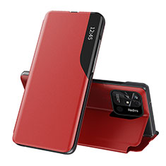 Custodia Portafoglio In Pelle Cover con Supporto Q02H per Xiaomi Redmi 10 Power Rosso