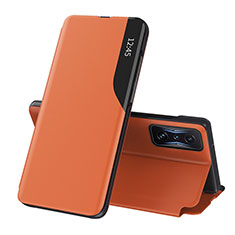 Custodia Portafoglio In Pelle Cover con Supporto Q02H per Xiaomi Redmi K50 Gaming AMG F1 5G Arancione