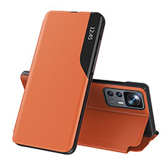 Custodia Portafoglio In Pelle Cover con Supporto Q02H per Xiaomi Redmi K50 Ultra 5G Arancione