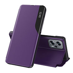 Custodia Portafoglio In Pelle Cover con Supporto Q02H per Xiaomi Redmi Note 11T Pro 5G Viola