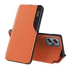 Custodia Portafoglio In Pelle Cover con Supporto Q02H per Xiaomi Redmi Note 11T Pro+ Plus 5G Arancione