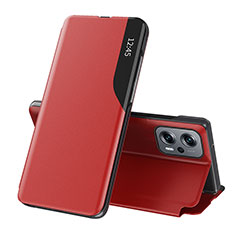 Custodia Portafoglio In Pelle Cover con Supporto Q02H per Xiaomi Redmi Note 11T Pro+ Plus 5G Rosso