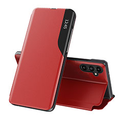 Custodia Portafoglio In Pelle Cover con Supporto QH1 per Samsung Galaxy Jump3 5G Rosso