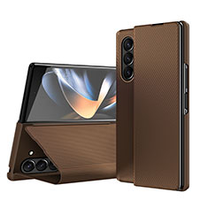 Custodia Portafoglio In Pelle Cover con Supporto QH1 per Samsung Galaxy Z Fold5 5G Marrone