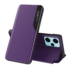 Custodia Portafoglio In Pelle Cover con Supporto QH1 per Xiaomi Poco F5 5G Viola