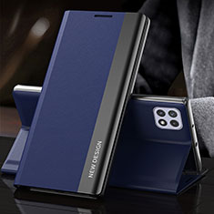 Custodia Portafoglio In Pelle Cover con Supporto QH2 per Samsung Galaxy F42 5G Blu