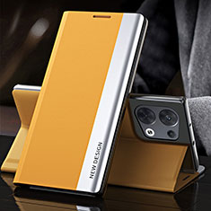 Custodia Portafoglio In Pelle Cover con Supporto QH4 per Xiaomi Redmi Note 13 5G Giallo