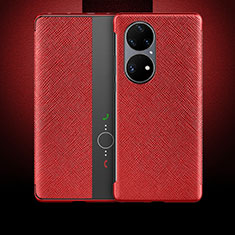 Custodia Portafoglio In Pelle Cover con Supporto QK2 per Huawei P50 Rosso