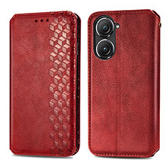 Custodia Portafoglio In Pelle Cover con Supporto S01D per Asus Zenfone 9 Rosso