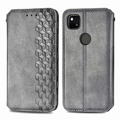 Custodia Portafoglio In Pelle Cover con Supporto S01D per Google Pixel 4a Grigio