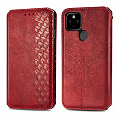 Custodia Portafoglio In Pelle Cover con Supporto S01D per Google Pixel 5a 5G Rosso