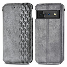 Custodia Portafoglio In Pelle Cover con Supporto S01D per Google Pixel 6 Pro 5G Grigio