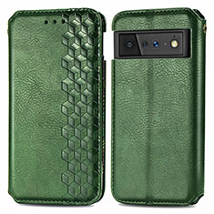 Custodia Portafoglio In Pelle Cover con Supporto S01D per Google Pixel 6 Pro 5G Verde