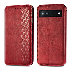 Custodia Portafoglio In Pelle Cover con Supporto S01D per Google Pixel 6a 5G Rosso