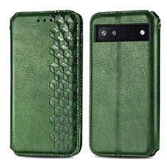 Custodia Portafoglio In Pelle Cover con Supporto S01D per Google Pixel 6a 5G Verde