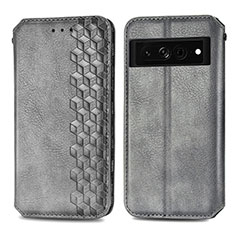 Custodia Portafoglio In Pelle Cover con Supporto S01D per Google Pixel 7 Pro 5G Grigio