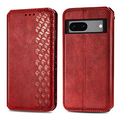 Custodia Portafoglio In Pelle Cover con Supporto S01D per Google Pixel 7a 5G Rosso