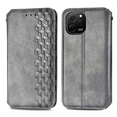 Custodia Portafoglio In Pelle Cover con Supporto S01D per Huawei Enjoy 50z Grigio