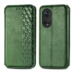 Custodia Portafoglio In Pelle Cover con Supporto S01D per Huawei Honor 50 Pro 5G Verde