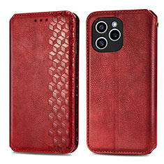 Custodia Portafoglio In Pelle Cover con Supporto S01D per Huawei Honor 60 SE 5G Rosso