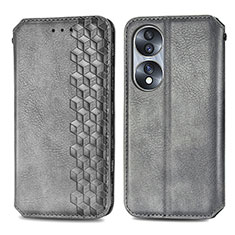 Custodia Portafoglio In Pelle Cover con Supporto S01D per Huawei Honor 70 5G Grigio