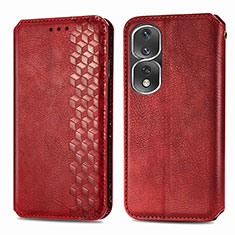 Custodia Portafoglio In Pelle Cover con Supporto S01D per Huawei Honor 80 Pro Flat 5G Rosso