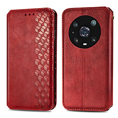 Custodia Portafoglio In Pelle Cover con Supporto S01D per Huawei Honor Magic4 Pro 5G Rosso