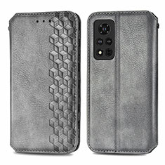 Custodia Portafoglio In Pelle Cover con Supporto S01D per Huawei Honor V40 5G Grigio