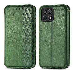 Custodia Portafoglio In Pelle Cover con Supporto S01D per Huawei Honor X30i Verde