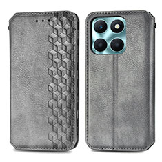 Custodia Portafoglio In Pelle Cover con Supporto S01D per Huawei Honor X6a Grigio