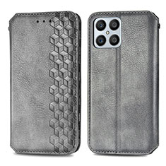 Custodia Portafoglio In Pelle Cover con Supporto S01D per Huawei Honor X8 4G Grigio