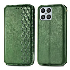 Custodia Portafoglio In Pelle Cover con Supporto S01D per Huawei Honor X8 4G Verde