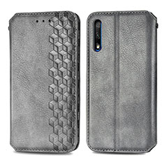 Custodia Portafoglio In Pelle Cover con Supporto S01D per Huawei P Smart Z (2019) Grigio