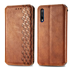 Custodia Portafoglio In Pelle Cover con Supporto S01D per Huawei P Smart Z (2019) Marrone