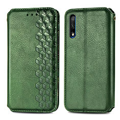 Custodia Portafoglio In Pelle Cover con Supporto S01D per Huawei P Smart Z (2019) Verde