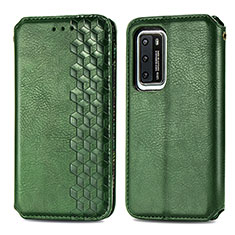 Custodia Portafoglio In Pelle Cover con Supporto S01D per Huawei P40 Verde