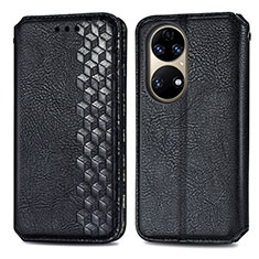 Custodia Portafoglio In Pelle Cover con Supporto S01D per Huawei P50 Pro Nero