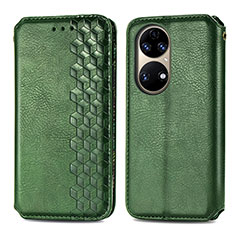 Custodia Portafoglio In Pelle Cover con Supporto S01D per Huawei P50e Verde