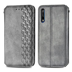 Custodia Portafoglio In Pelle Cover con Supporto S01D per Huawei Y9 Prime (2019) Grigio