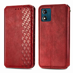 Custodia Portafoglio In Pelle Cover con Supporto S01D per Motorola Moto E13 Rosso