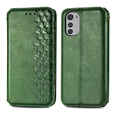 Custodia Portafoglio In Pelle Cover con Supporto S01D per Motorola Moto E32 Verde