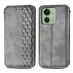 Custodia Portafoglio In Pelle Cover con Supporto S01D per Motorola Moto Edge 40 5G Grigio